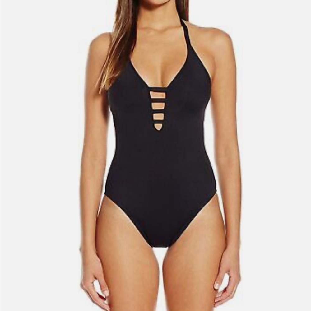 Women's Black Halter Swimsuit
